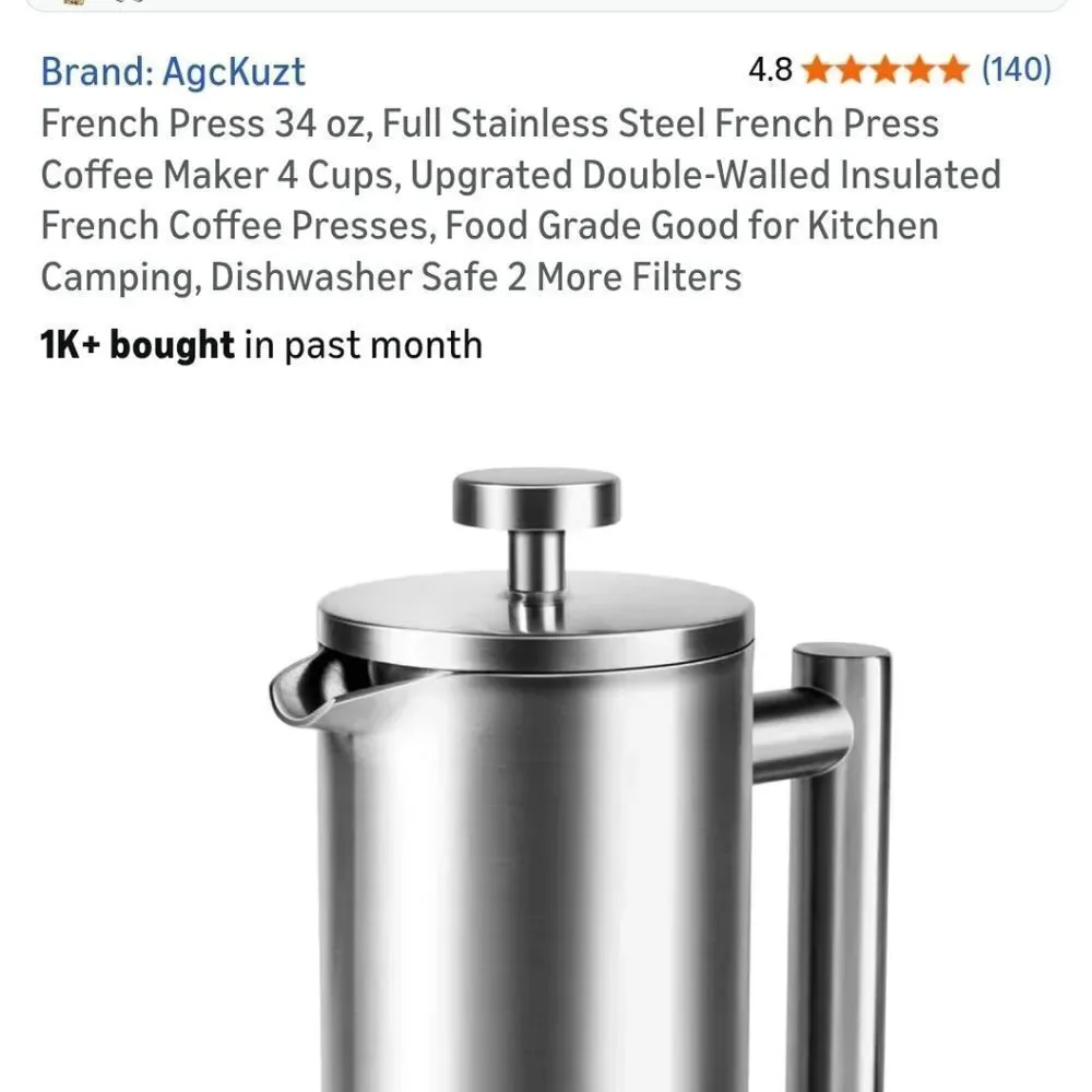 Stainless Steel French Press Coffee Maker
